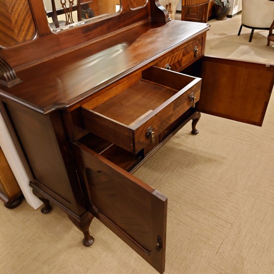 ミラー付サイドボード「17030164」マホガニー材/アウトレット＆リワース大阪南港展示品