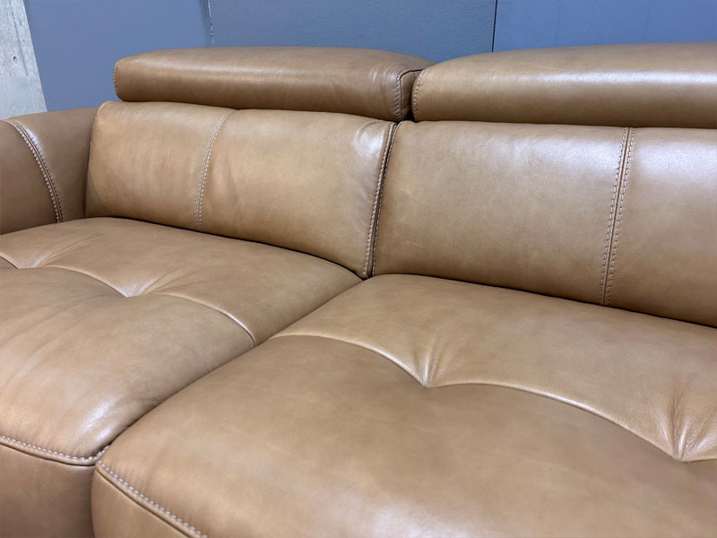 電動リクライニングソファ「L/S Motion 60（エルエスモーション60）」3人掛け 幅194cm 革プラリン色 ／アウトレット＆ベッドルームギャラリー横浜展示品