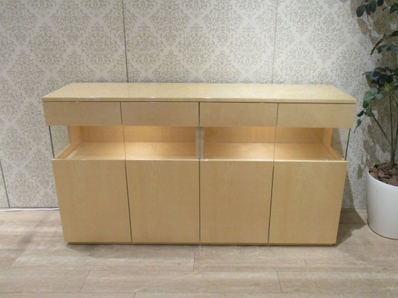 サイドボード「ペルレ2」幅160cm LED照明付 /南船橋店展示品