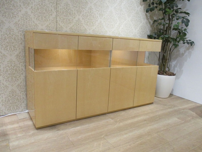 サイドボード「ペルレ2」幅160cm LED照明付 /南船橋店展示品