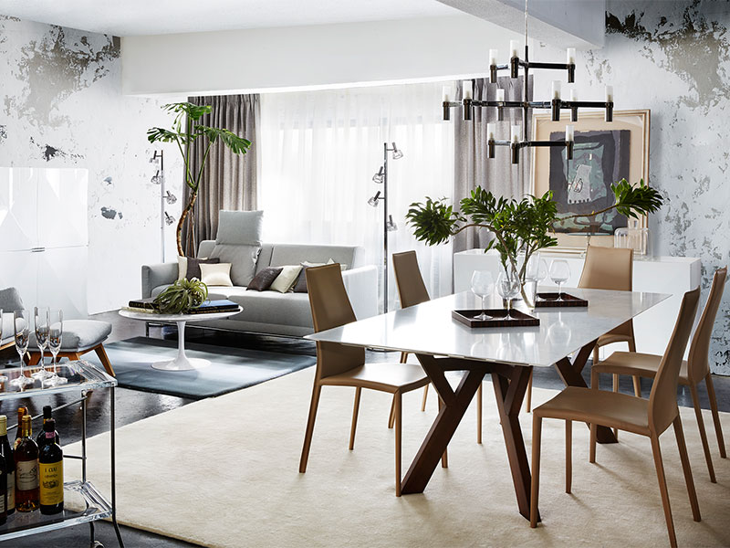 テーブル「トリゴノ SP1800 WHカラーラ/WE」/アウトレット＆ベッドルームギャラリー横浜展示品