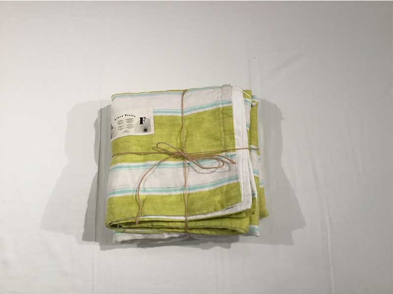 D掛けカバー「リネンフルーツ」ボーダーイエロー/ダブルサイズ/アウトレット＆ベッドルームギャラリー横浜在庫品