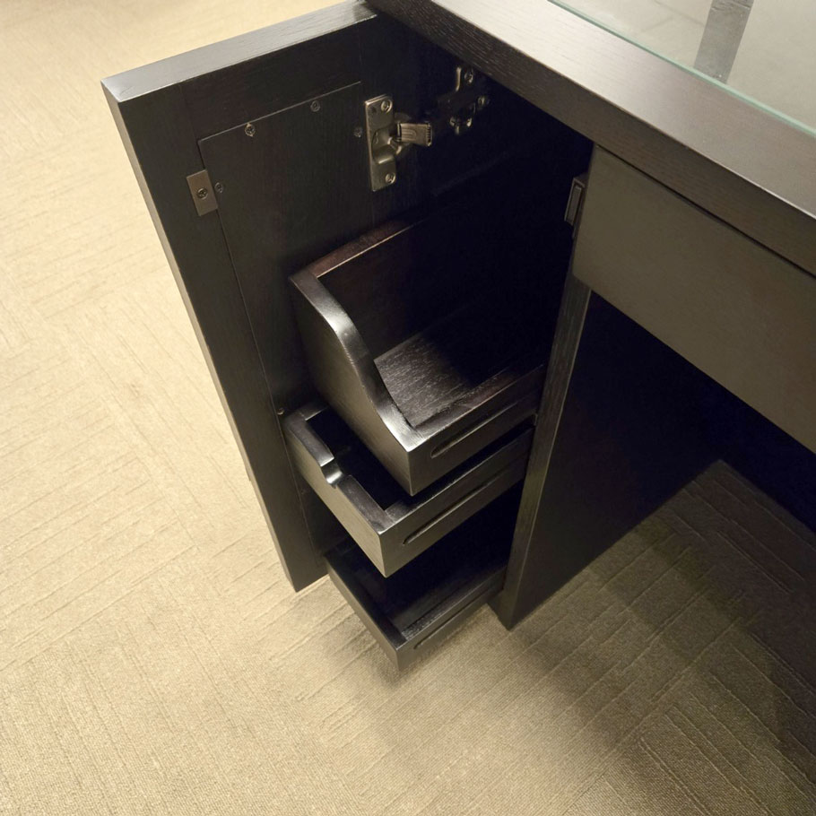 ドレッサー「ヴィータ3」両袖タイプ 幅80cm ナラ材ダークブラウン色/アウトレット＆リワース大阪南港展示品