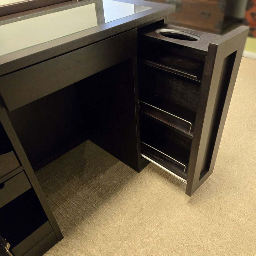 ドレッサー「ヴィータ3」両袖タイプ 幅80cm ナラ材ダークブラウン色/アウトレット＆リワース大阪南港展示品