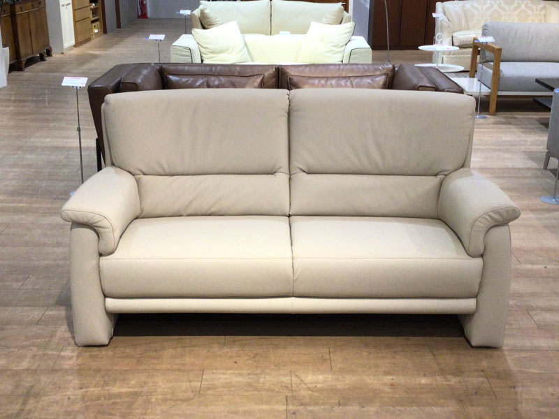ソファ 2.5人掛け「ベルク model.9002」幅165cm 革#24 サンドベージュ