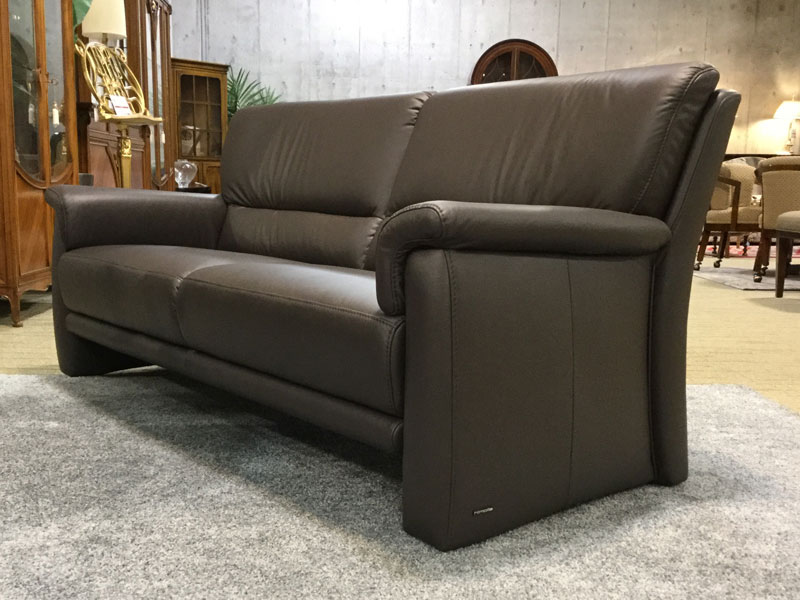 ソファ「ベルク」革ダークブラウン/アウトレット＆ベッドルームギャラリー横浜展示品