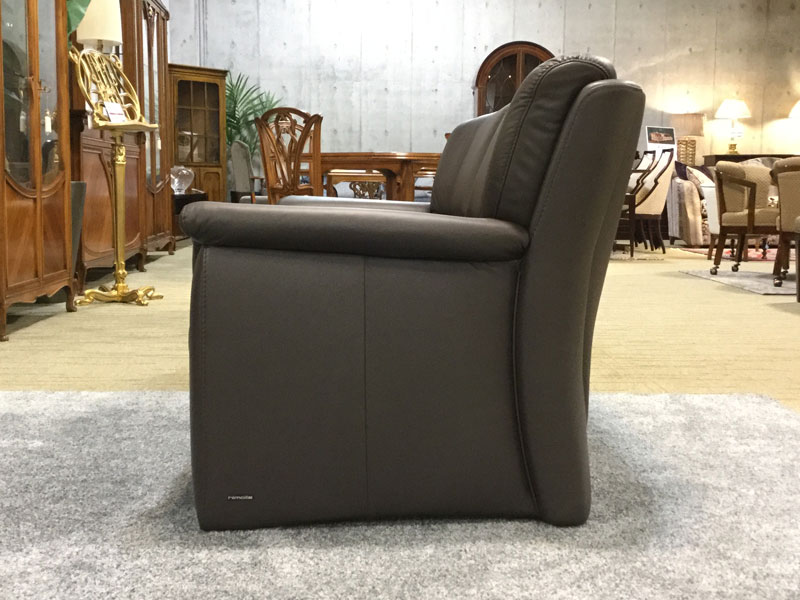 ソファ「ベルク」革ダークブラウン/アウトレット＆ベッドルームギャラリー横浜展示品