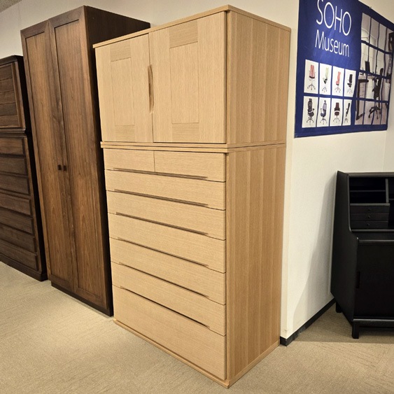 タンス2点セット「デフィ」幅110cm オーク材ホワイトオーク色/アウトレット＆リワース大阪南港展示品