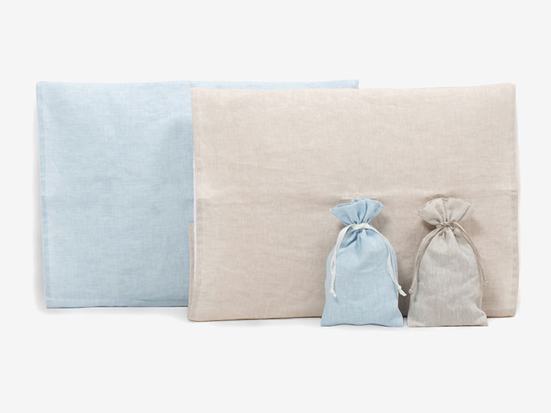 紐付き枕カバー「ルミエール」ブルー