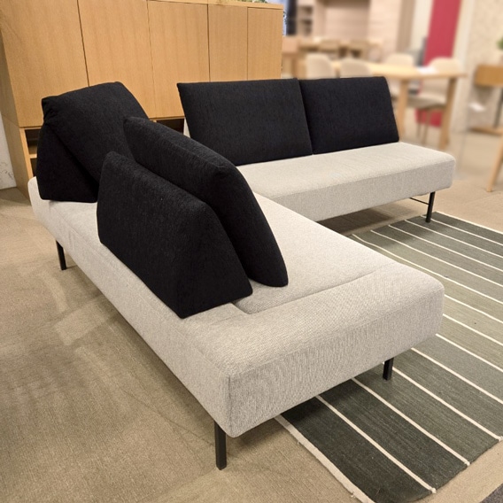 コーナーカウチソファ 「アリビオ」布#E196/E193 背クッション付