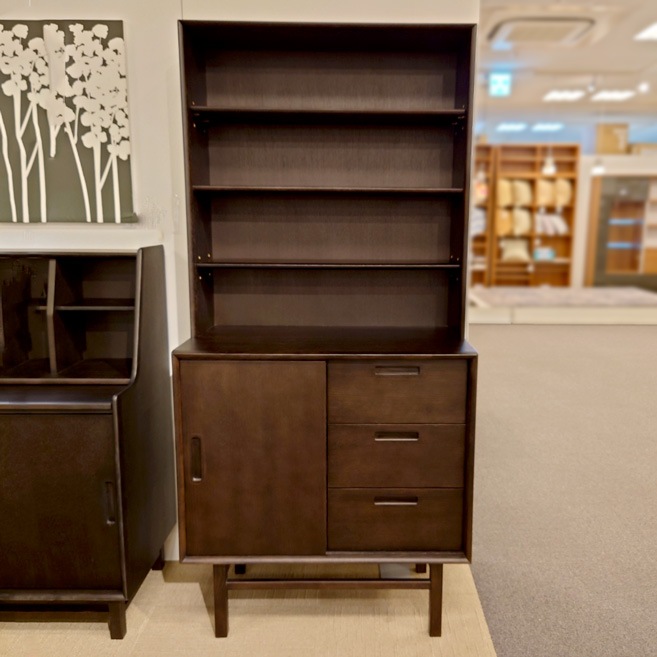 オープンシェルフ「フィル」オーク材ダークブラウン色/アウトレット＆リワース大阪南港展示品