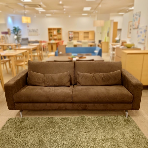ソファ「セレーノPL」布 #ANU469 ダークブラウン色 幅212cm/アウトレット＆リワース大阪南港展示品