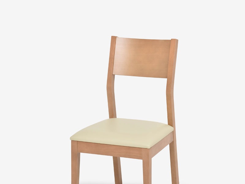 ダイニングチェア「AX3」ビーチ材ナチュラルブラウン色・座面PVCアイボリー色／数量限定特別ご提供品（新品）