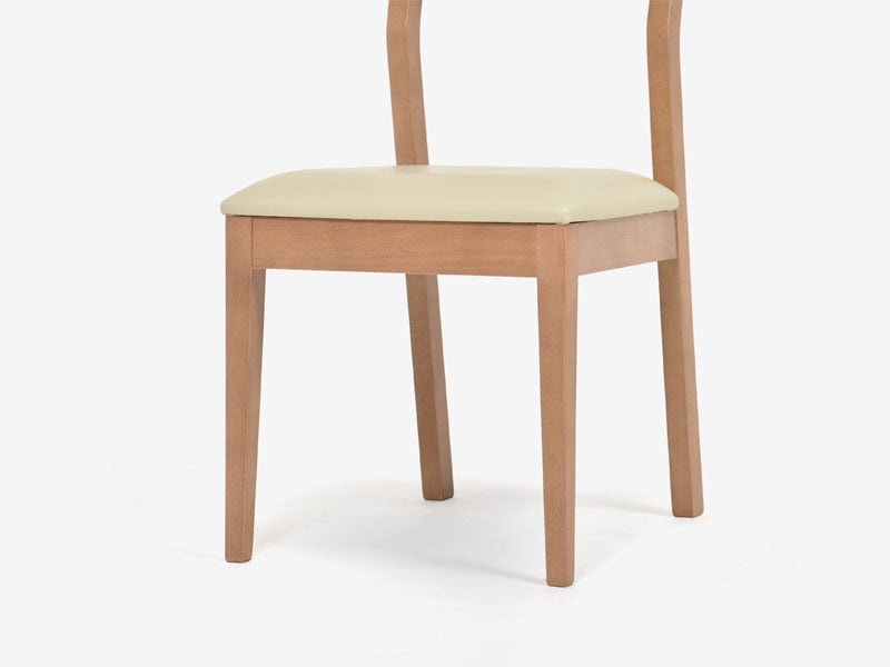 ダイニングチェア「AX3」ビーチ材ナチュラルブラウン色・座面PVCアイボリー色／数量限定特別ご提供品（新品）