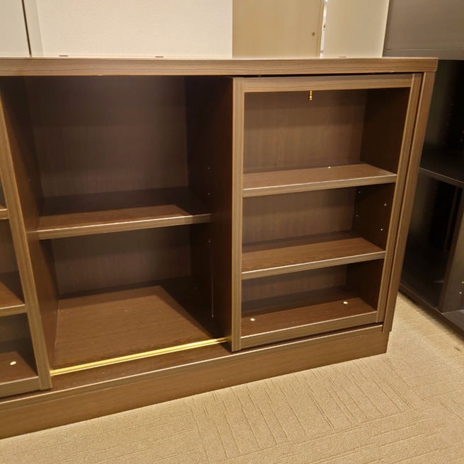 スライド書棚「Shin A」ダークブラウン色　幅120cm/アウトレット＆リワース大阪南港展示品