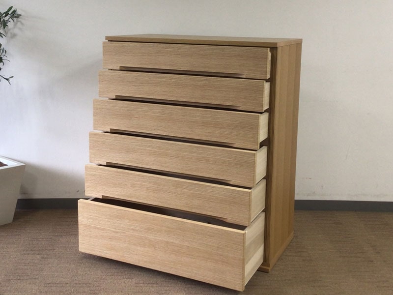 ハイチェスト「デフィ」幅910mm ナラ材ホワイトオーク色/アウトレット＆ベッドルームギャラリー横浜展示