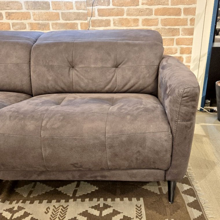 電動リクライニング ソファ「サントル」幅194cm 布グレー色