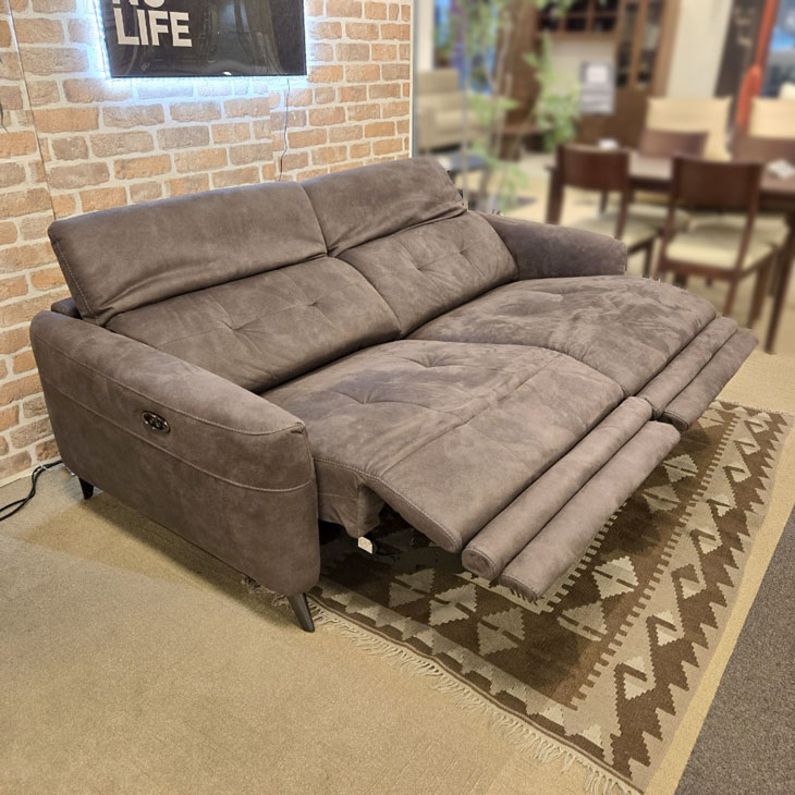 電動リクライニング ソファ「サントル」幅194cm 布グレー色