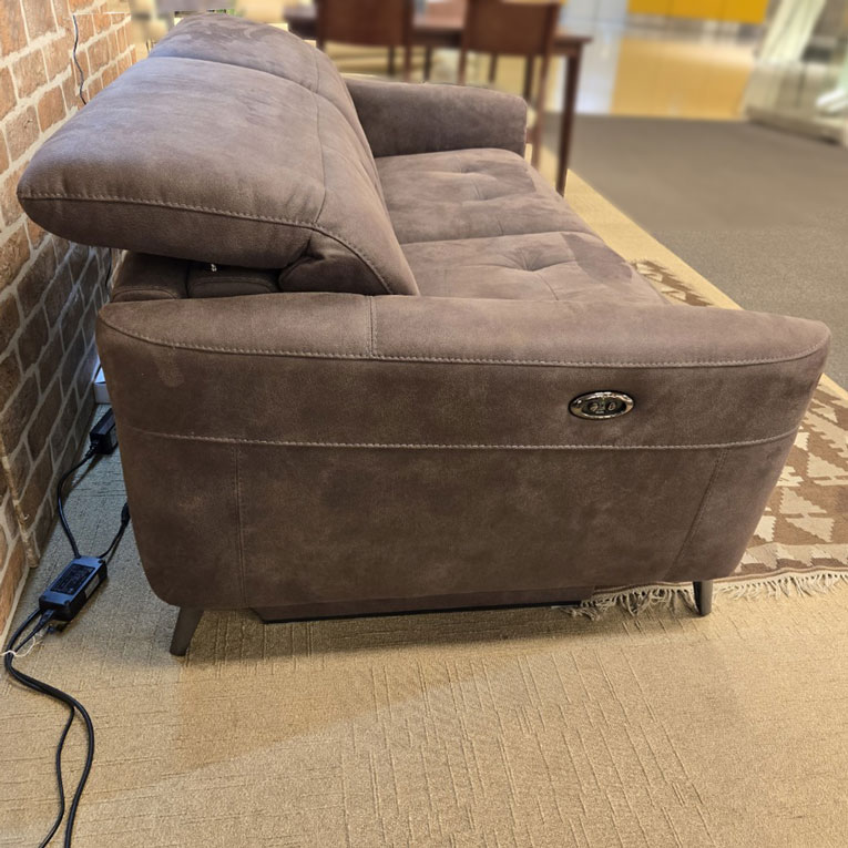 電動リクライニング ソファ「サントル」幅194cm 布グレー色