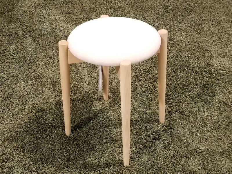 スツール「リュッケ」布#デクレア4142 白木塗装ブナ/展示使用・県外倉庫保管品/アウトレット＆ベッドルームギャラリー横浜