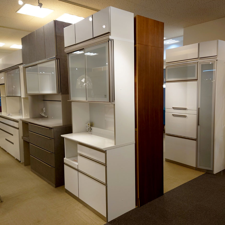 食器棚(上置付)5点セット「クラスト」パールホワイト 幅100.2cm