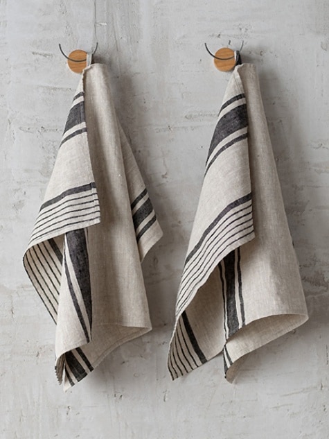 LinenMe Linen Hand Towel Black Provence 47×70