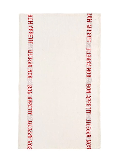 CHARVET EDITIONS Tea towel BON APPETIT blanc×rouge 45×75