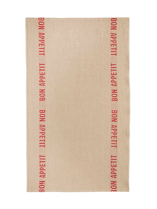 CHARVET EDITIONS Tea towel BON APPETIT lin×rouge 45×75