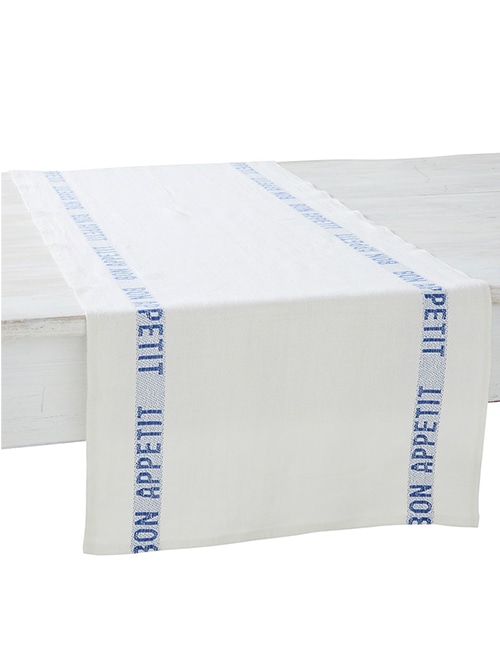 CHARVET EDITIONS Table runner BON APPETIT blanc×bleu 45×150