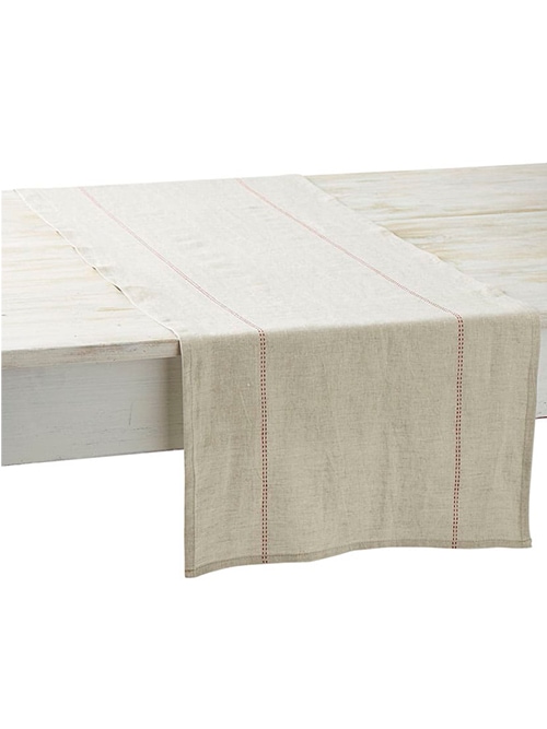 CHARVET EDITIONS Table runner RYTHMO lin×rouge 45×150