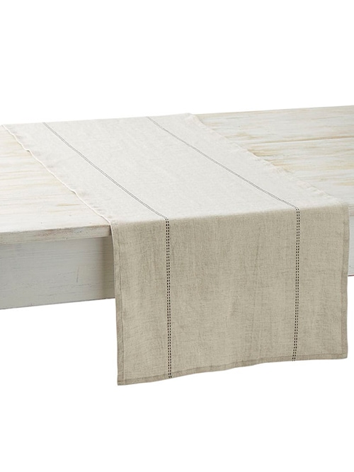 CHARVET EDITIONS Table runner RYTHMO lin×noir 45×150