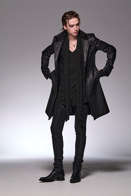 キリュウキリュウ ジャージナポレオンジャケット kiryuyrik 24AW レザー シングル ナポレオンジャケット_kke5