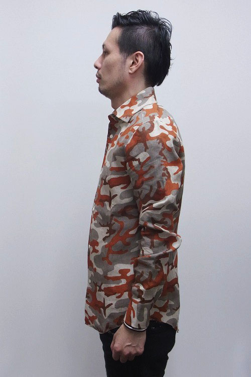 1PIU1UGUALE3オレンジシャツ 65%OFF】1piu1uguale3 プレーンカモ柄シャツ ORANGE