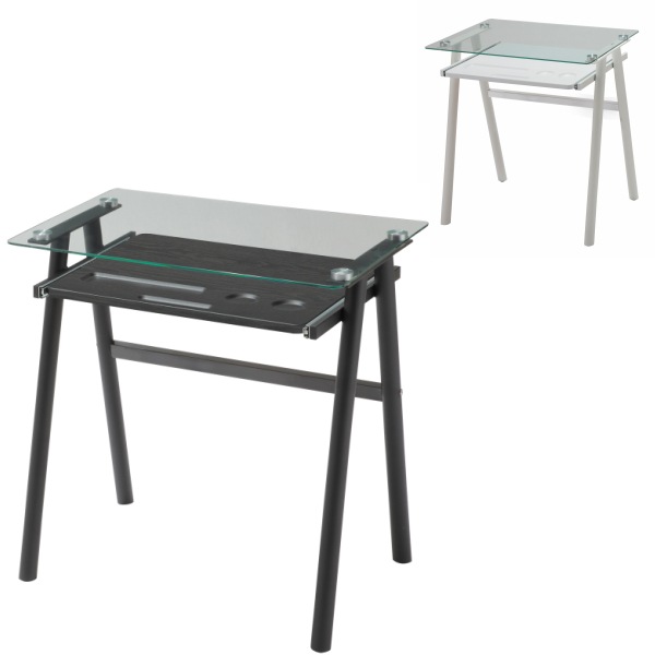 ガラスデスク 幅70cm ガラス天板 ホワイト EDG-1971