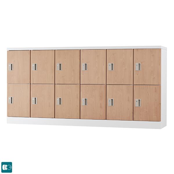 受注生産品 木目柄 12人用 スタンダードロッカー H0タイプ 浅型 鍵付き 窓なし 12人用タイプ 内筒交換錠 6列2段 Glk N12ys Nt ロッカー おしゃれ スチールロッカー オフィスロッカー 収納 更衣ロッカー 木目ロッカー 木目柄 オフィス家具 日本製 送料無料 の