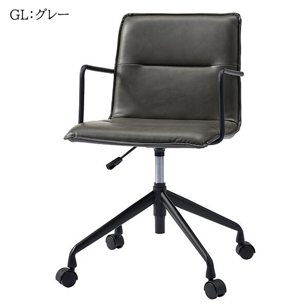 オフィスチェア レザー レトロ調 肘付き W490 D550 H770～830