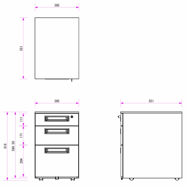オフィス家具 法人限定 ワゴン 2段 幅395mm 鍵付き スチールワゴン GD-876 (ホワイト)