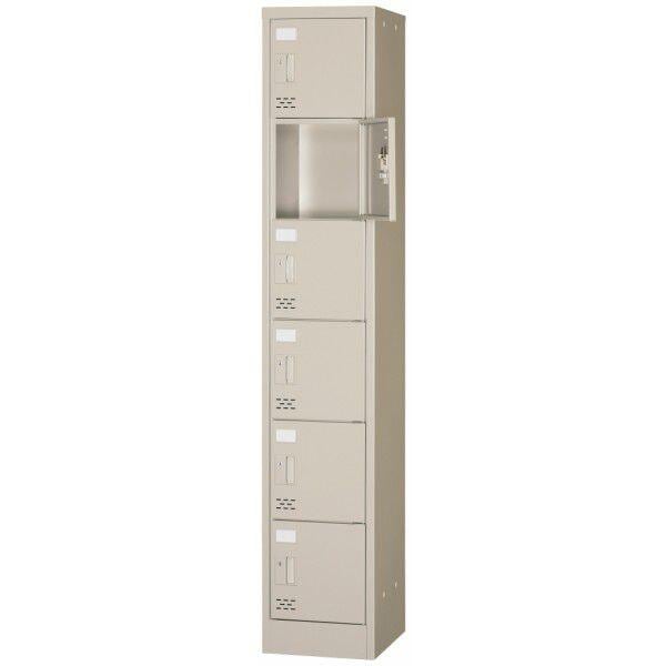 シューズロッカー　4列6段中棚付・扉付・シリンダー錠タイプ　ニューグレー COM-SC-24WA エムテックス スチールスリッパ＆シューズロッカー 6人用 扉付き シリンダー錠 273990 1台