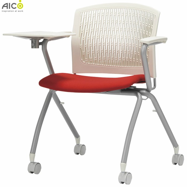 アイコ　法人限定　ミーティングチェア 布張り　２脚セット　肘付きキャスタータイプ　グレーシェル　ＬＭ（ライム）