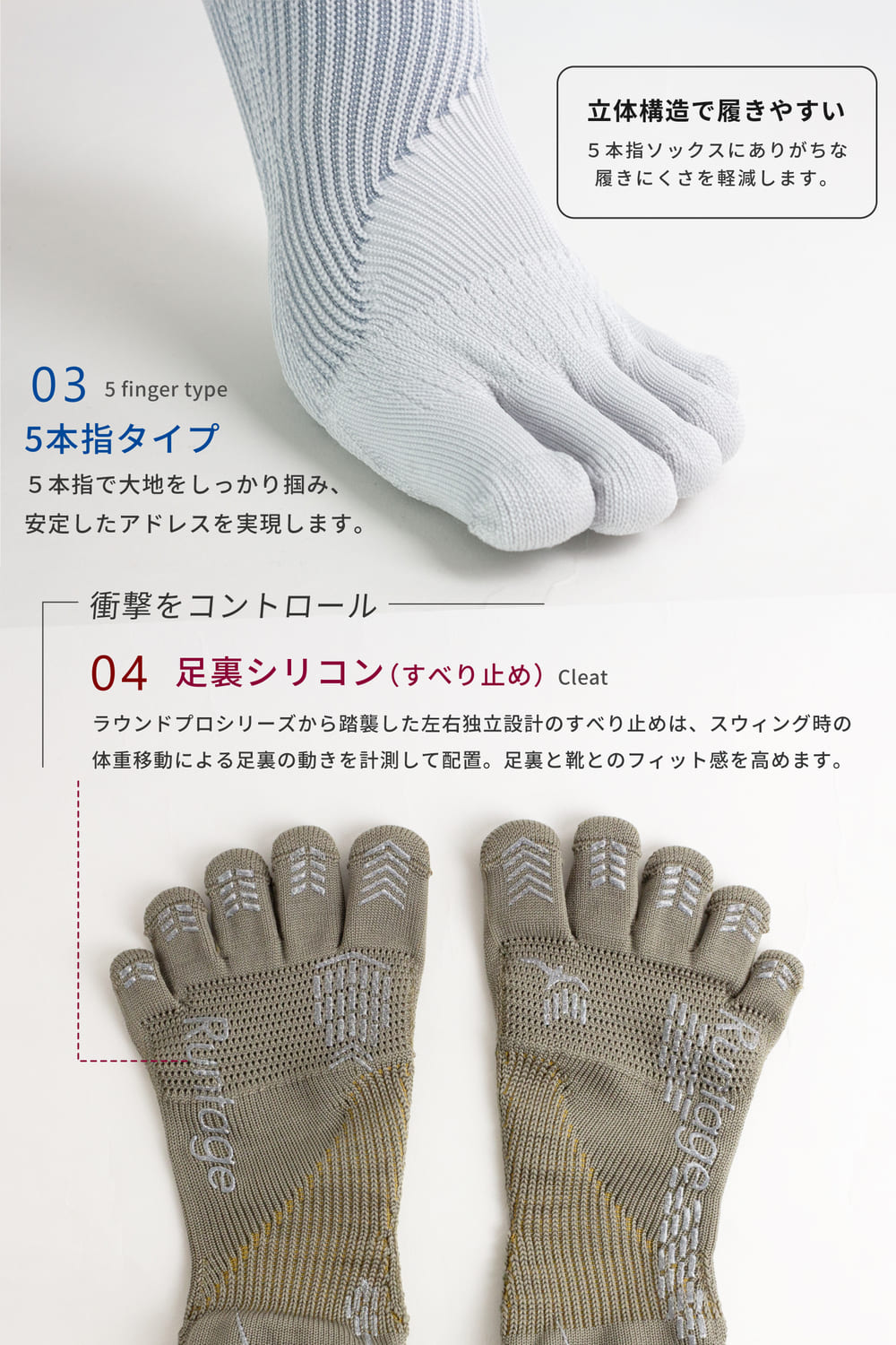 Runtage アスリートラウンドプロ type FF ５本指ゴルフソックス ショート丈【単品購入の場合メール便対象商品です※代金引換不可】[M便 1/1]_IF39