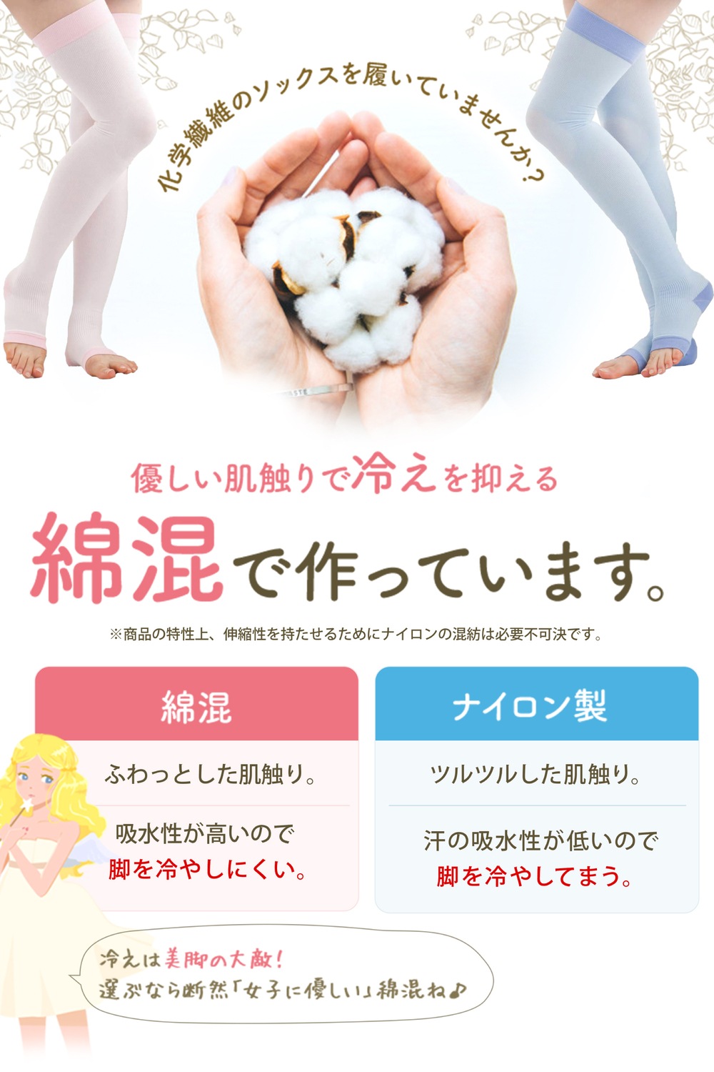 おやすみ着圧ソックス コットン １足単品(両足)【単品購入の場合メール便対象商品です※代金引換不可】[M便 1/1]_RSCH12