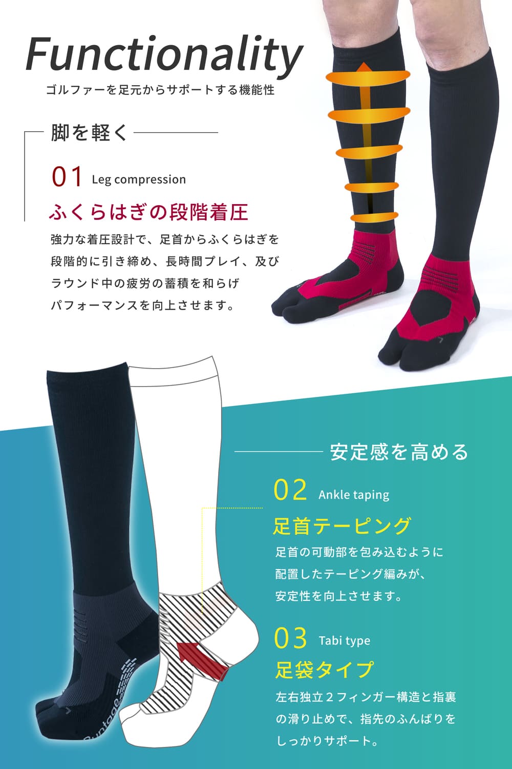 Runtage アスリートラウンドPRO(プロ)v2 ゴルフソックス_IF37