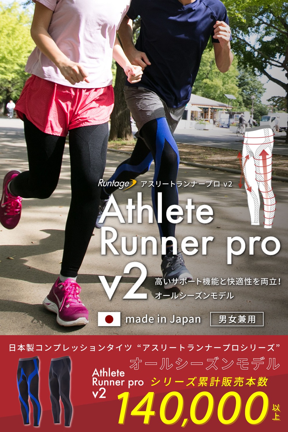 【3枚セット】Runtage アスリートランナーPRO version2 十分丈【送料無料】