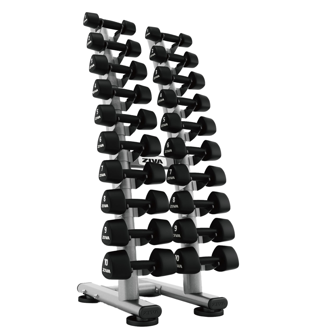 ラバースタジオトライベル10ペア＋10ペアスタジオダンベルラックセット