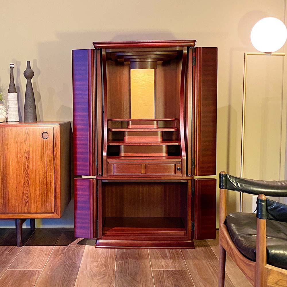 おしゃれな仏壇】スリム縦型タイプ（ダークレッド）MC-004-40