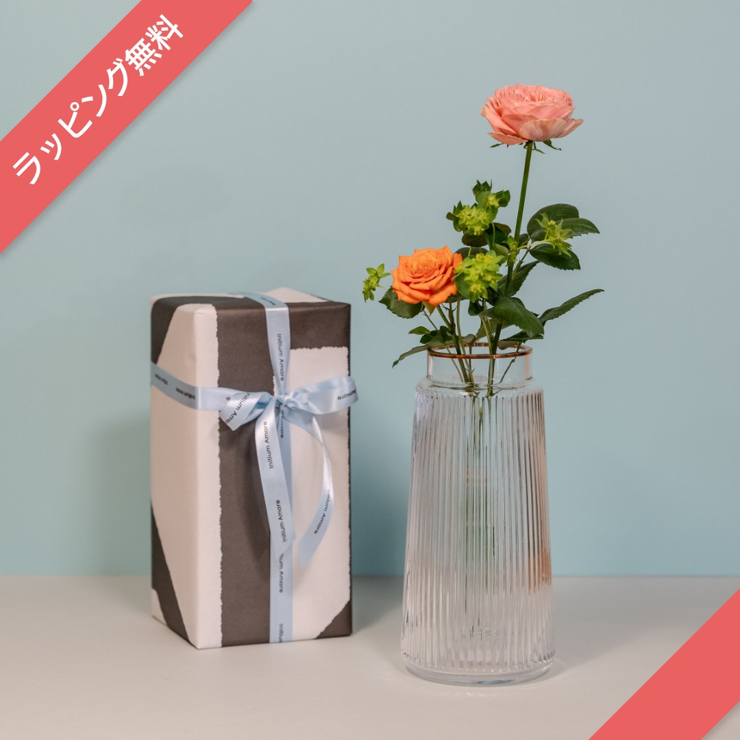 WELMS. Line Vase L／flower base ゴールド＆ガラス花瓶 | ギフト