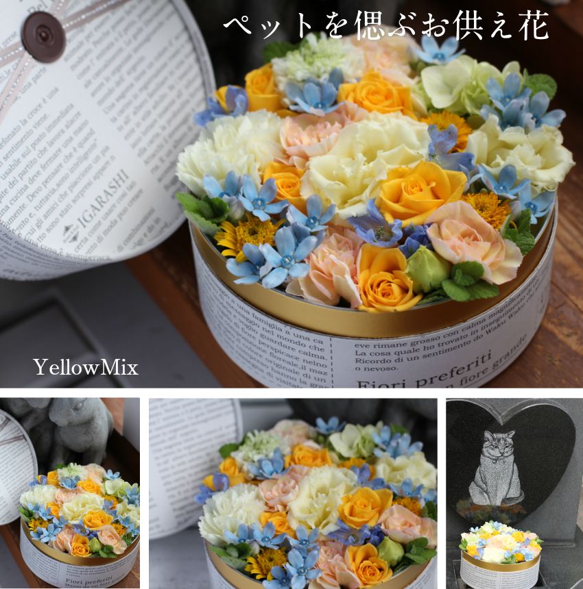 【 お供え 花 ペット 】 フラワーケーキ Sサイズ アレンジメント フラワー 花 ギフト フラワー アレンジ フラワーアレンジメント ボックス 犬 猫