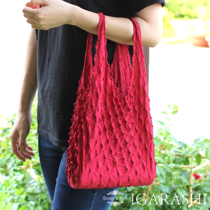 バック ミニバッグ cucuri エコバック バックイン ワインレッド ギフト 有松絞り レディース おしゃれ ミニ 小さめ かわいい 軽量 お花と同梱可 ネコポス 送料無料