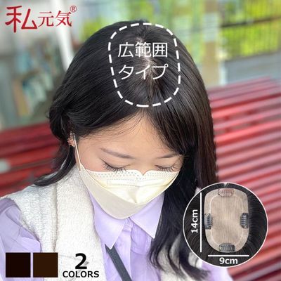 【ひゃんさんご紹介ウィッグ】【大面積 9×14cm】艶髪 自然 通気性 分け目自由 高品質人毛 総手植え 部分ウィッグ 25cm 30cm 35cm 40cm ヘアピース ポイントウィッグ リアル 白