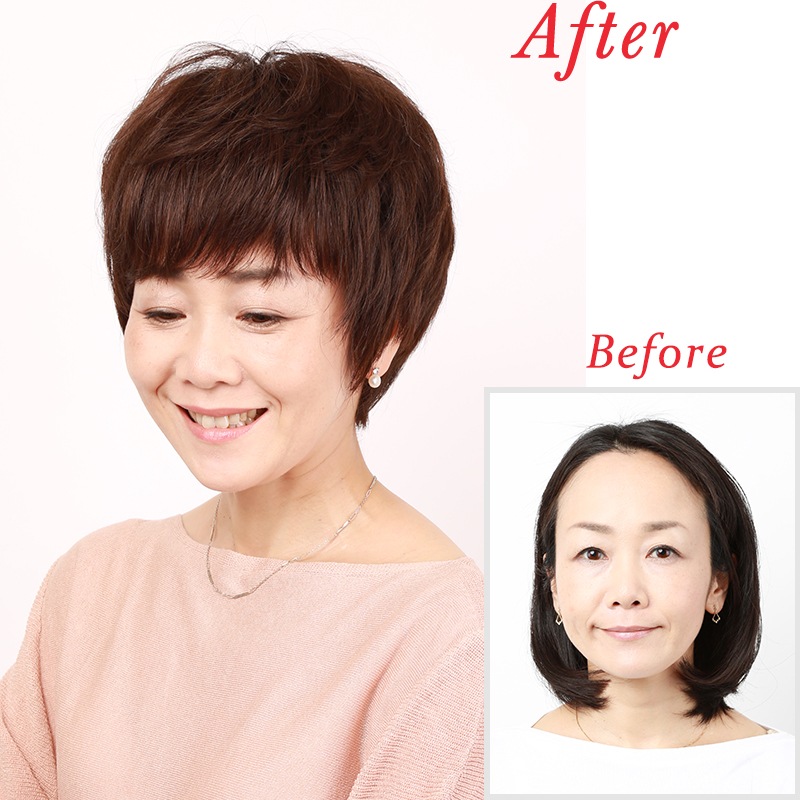 公式】私元気ウィッグ専門店 | ショート 超軽量 通気性 人毛 総手植え